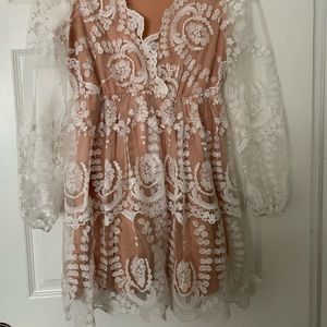 Cute, elegant lace overlay dress!